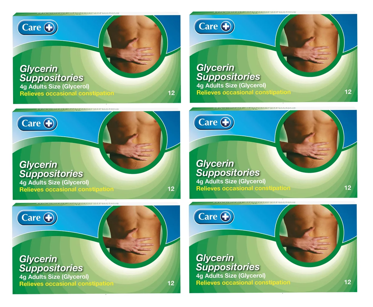 Care Glycerin Suppositories 4g – Six Pack Bulk Value Bundle | Fast Acting Constipation Relief Laxatives for Adults | Gentle Stool Softener Suppositories