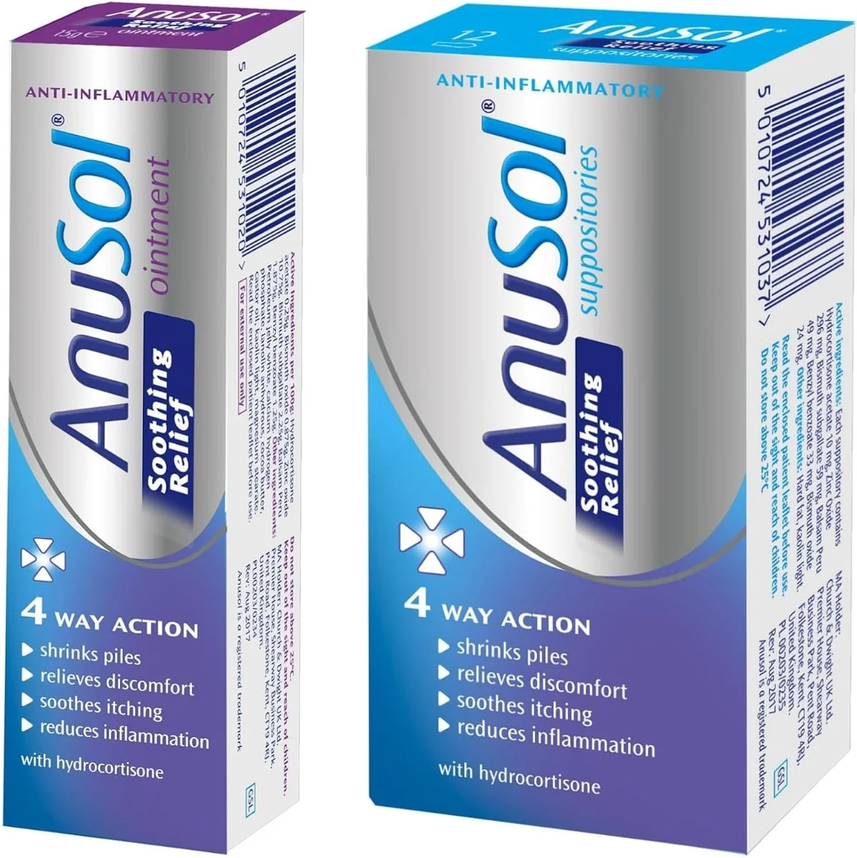 Anusol Soothing Relief Bundle Pack (12 Suppositories + 15gm Ointment) | Bundle Pack, Soothing Relief