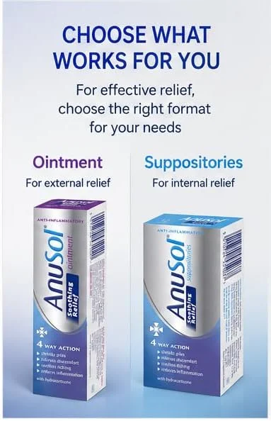 Anusol Soothing Relief Bundle Pack (12 Suppositories + 15gm Ointment) | Bundle Pack, Soothing Relief